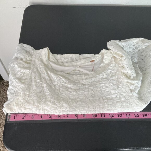 Free People Top Women M Ivory Long Sleeve Lace Lined Cut Out Back Boho Blouse - Picture 9 of 12